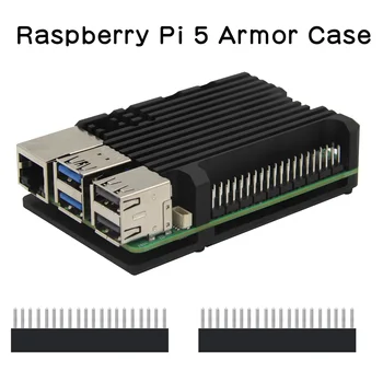 Бронированный корпус Raspberry Pi 5 с Пассивным Охлаждением, Защитный Металлический корпус из Алюминиевого Сплава для Raspberry Pi 5