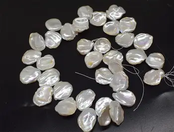 бусины из пресноводного груша возрождается Кеши белые плоские овальные 13-18 мм для DIY ожерелье ювелирные изделия 38см 