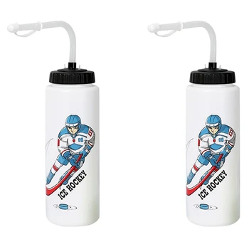 Бутылка для воды для хоккея с шайбой объемом 2X 1000 мл Портативная бутылка для футбола и лакросса большой емкости, спортивная бутылка классического дизайна B