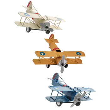 Винтажная металлическая модель самолета, Реквизит для фотосъемки, детская игрушка, Железный Ретро самолет, Планер, Биплан, Подвесная модель самолета, Игрушка Случайным образом