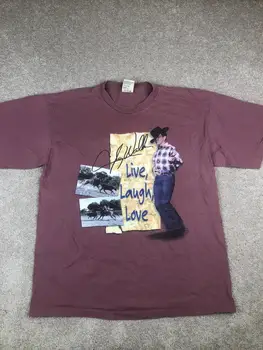 Винтажная фиолетовая футболка кантри-певца Clay Walker, Концертный тур музыкальной группы 90-х, Live Laugh Love Tour.