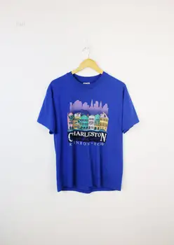 Винтажная футболка с рисунком Charleston Rainbow Row 1988 года 80-х годов