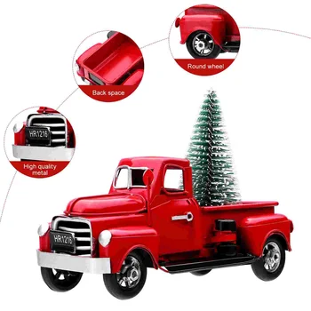 Винтажный красный грузовик с рождественской елкой из металла ручной работы, старая модель автомобиля, красный пикап, детские подарки Navidad Noel