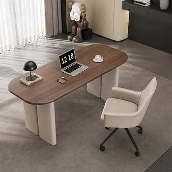 Винтажный письменный стол в итальянском минималистичном стиле из орехового дерева, современный минималистичный стол из высококачественной седельной кожи, легкий роскошный бытовой письменный стол