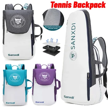 Вмещает 3 ракетки Теннисный рюкзак большой емкости Сумка для бадминтонных ракеток Сумка для бадминтона для тенниса / пиклбола /бадминтона /сквоша