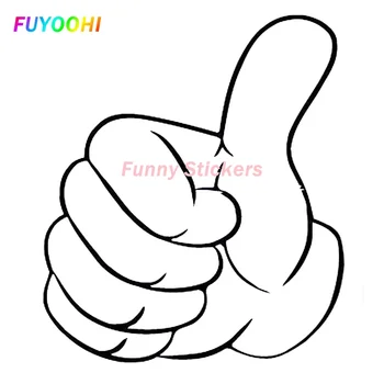 Внешний вид / защита FUYOOHI Забавные наклейки Креативный мультяшный жест руки Большим пальцем вверх Наклейка на автомобиль Водонепроницаемая наклейка из ПВХ на автомобиль
