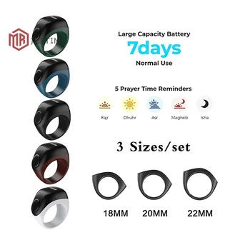 Водонепроницаемое смарт-кольцо для подсчета Тасбиха для мусульман Zikr Digital Tasbeeh 5 С напоминанием о времени молитвы с возможностью замены по Bluetooth-кольцам