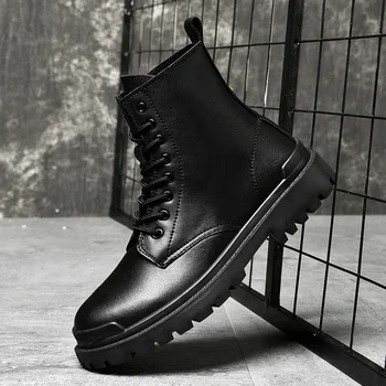 Военные ботинки, мужские зимние Теплые ботильоны, мужская уличная обувь из натуральной кожи, универсальная прогулочная обувь, Большой размер 38-48