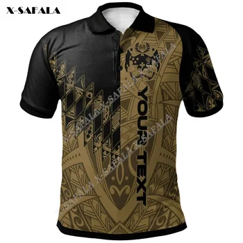 Высококачественная футболка-поло унисекс с 3D-принтом, мужские и женские повседневные топы золотого цвета в Тонга-Полинезии