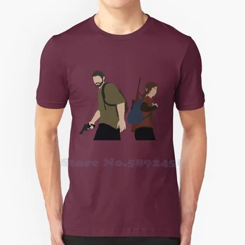 Высококачественная футболка из 100% хлопка The Last Of Us - Ellie And Joel Simplistic Art