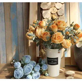 высококачественные искусственные розы с опаленным краем в стиле ретро, поддельные розы для реквизита для фотосъемки, украшения свадебной домашней вечеринки