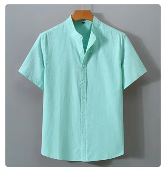 Высококачественные Мужские Рубашки Из Весеннего Хлопка 100%, Мужская Повседневная Рубашка с коротким Рукавом и Сплошным карманом