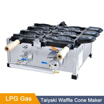 Газовый Тип Машина Для приготовления Вафель для Рыбного Торта Taiyaki Maker Гриль Для приготовления вафель Taiyaki из Нержавеющей Стали