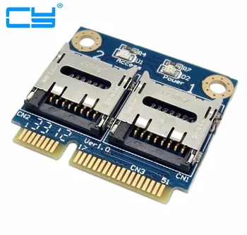 Двойная карта TF Micro SD для Mini pcie pci express pci-express PCI-E Express с Адаптером Для Чтения Карт Памяти на половинном Кронштейне