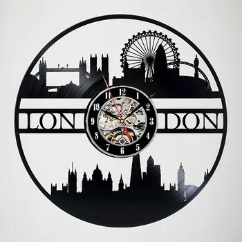 Декор настенных часов с виниловой пластинкой LONDON CITY - Захватывающий декор комнаты для гостей - идеальная идея подарка для детей