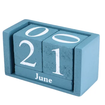 Деревянный вечный календарь Винтажный блок для украшения домашнего офиса, отображение месяца и даты в декоре
