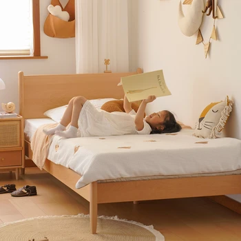 Детская кровать из массива скандинавского дерева Бук Детская комната для мальчиков и девочек Односпальная кровать принцессы кровати