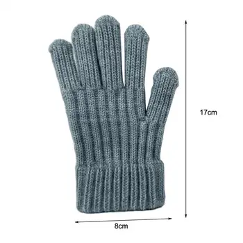 Детские перчатки с эластичными манжетами на запястьях, детские вязаные зимние перчатки Унисекс, теплые перчатки для письма пятью пальцами для студентов