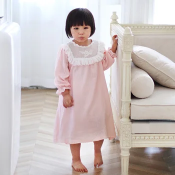 Детское платье в стиле Лолиты для девочек, розовые пижамы принцессы, винтажные ночные рубашки с вышивкой. детская ночная рубашка в викторианском стиле, пижамы для отдыха