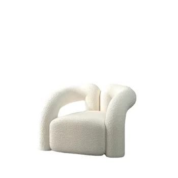 Диван Одноместный Стул Простая Современная гостиная из бархата Ягненка в скандинавском стиле, Дизайнерское Белое кресло для отдыха, кресло