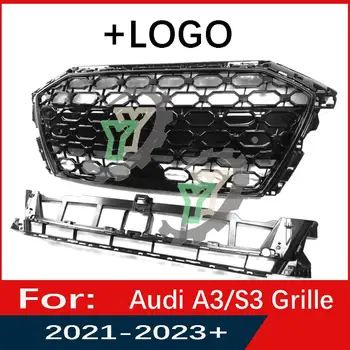 Для Audi A3/S3 2021 2022 2023 8P Решетка переднего бампера автомобиля Центральная панель для укладки верхней решетки (модифицирована для стиля RS3)