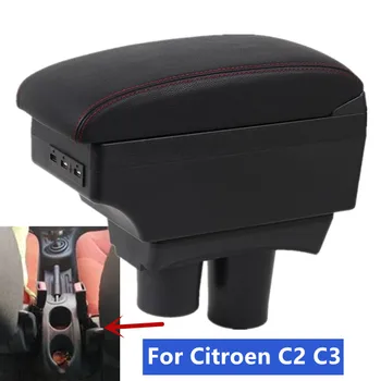 Для Citroen C2 Citroen C3 Коробка Подлокотника Для Citroen C2 C3 Коробка Подлокотника автомобиля Центральный Ящик для хранения с USB Салонные Автомобильные Аксессуары