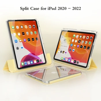 Для iPad Pro M2 12.9 Чехол с Прорезью Для Ручки Акриловый HD Прозрачный Жесткий Нижний Съемный Чехол с Мягкой Стороной iPad 10th 9th 8th Air 5
