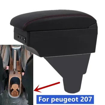 Для peugeot 207 Коробка для подлокотников для автомобиля peugeot 207 Коробка для подлокотников Центральный ящик для хранения Дооснащение салона автомобильными аксессуарами USB