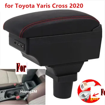 Для Toyota Yaris Коробка для поперечного подлокотника 2020 2021 2022 Детали интерьера Модифицированный Центральный ящик для хранения автомобильного подлокотника со светодиодной подсветкой USB
