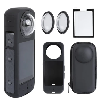 Для камеры Insta360 X3 Комплект защитных аксессуаров, защита объектива/силиконовый защитный чехол/Защитные пленки для экрана/Прочный чехол для камеры