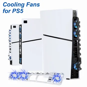 Для консоли PS5 Бесшумный вентилятор-кулер Охлаждающий вентилятор со светодиодной подсветкой USB для Playstation 5 Оба диска цифровых изданий Игровые аксессуары