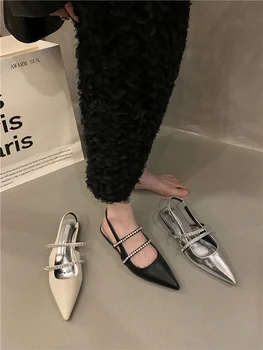 Женская обувь, босоножки 2023, Весна-осень, Лето, новые туфли на низком каблуке со шнуровкой с бриллиантами, на низком каблуке