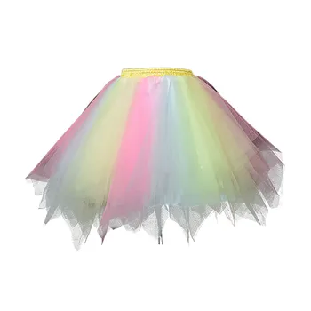 Женская разноцветная юбка ярких цветов, пышная нижняя юбка на половину тела, яркая маленькая короткая юбка