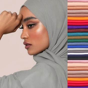 Женский однотонный хиджаб из хлопчатобумажного трикотажа, высококачественный мягкий мусульманский Рамадан, Модный роскошный женский головной платок, длинный шарф с запахом, шаль