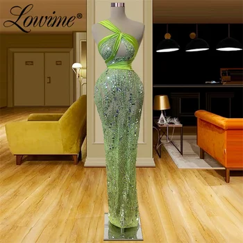 Зеленое сексуальное иллюзионное вечернее платье с вырезами, вечерние платья Русалки 2022, длинная вечерняя одежда с пайетками и бисером, женское платье для выпускного вечера