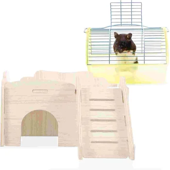 Игрушки для кроликов, Деревянные домики-клетки для хомяков, домики и укрытия для постельных принадлежностей из шкур песчанки