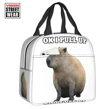 Изготовленная на заказ сумка для ланча Ok Saya Pull Up Capybara, женская сумка-холодильник, теплые изолированные ланч-боксы для детской школы