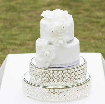 Инструменты для торта для вечеринки, Круглая Белая зеркальная акриловая подставка для торта из бисера для свадебного украшения