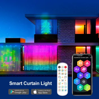 Интеллектуальное управление приложением света для штор 400 светодиодных подвесных светильников с текстовым рисунком 