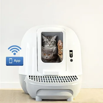 интеллектуальный автоматический кошачий туалет нового дизайна 2023 года, белый, умный, самоочищающийся, автоматический кошачий бокс