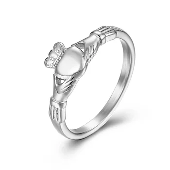 Ирландское Кольцо Claddagh Из Нержавеющей Стали Сердце Корона Обручальное Кольцо с Обещанием для Женщин Мужчин Корона Обручальное Кольцо
