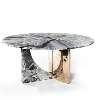 Итальянская минималистская парусная яхта роскошный каменный стол дизайнерский мраморный обеденный стол легкий роскошный современный простой круглый стол для виллы