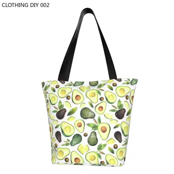 Кавайная акварельная сумка с рисунком лица в виде авокадо, сумка для покупок, холщовая сумка для покупок на плечо