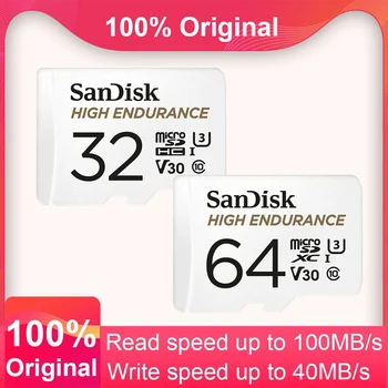 Карта памяти SanDisk HIGH ENDURANCE microSDXC C10 U3 V30 4K HD 32GB 64GB 128G 256G макс. до 100 МБ/с. Карты Micro SD для Телефона Camare