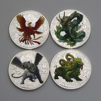 Китайские Древние Мифические Существа Дракон Тигр Феникс Серебряная Монета Красивые Памятные Серебряные Монеты С Рисунком