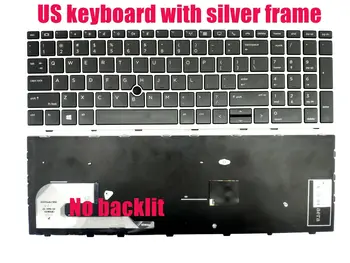 Клавиатура США для HP EliteBook 755 G5/850 G5 в серебристой рамке Без подсветки