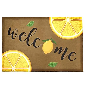 Коврик для входа в помещение со свежим лимоном-коричневый, добро пожаловать, нескользящий коврик для пола для летней ванной комнаты, спальни, кухни, гостиной(