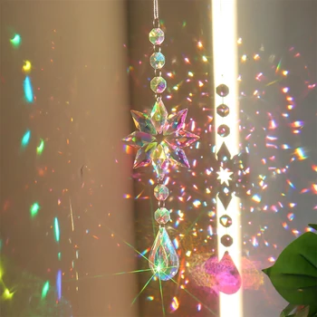 Коллекция Crystal Light Подвесные Садовые украшения Рождественская призма Ветряные колокольчики Декор внутреннего дворика Красочные бусины для дома и сада