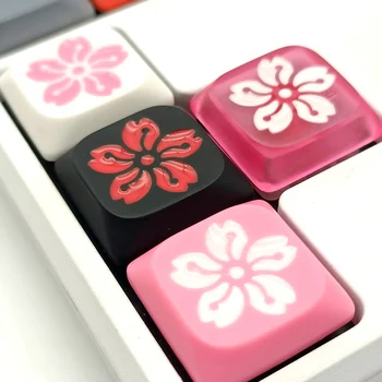 Колпачок для ключей из смолы для механической игровой клавиатуры с низкопрофильным переключателем Cherry TTC Gateron, черный, Белый, Розовый, Прозрачный Колпачок для ключей Sakura