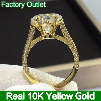 Кольцо из настоящего желтого золота 10 карат, Женское Обручальное кольцо на годовщину помолвки, Четырехлистный клевер, муассанит, Бриллиант, Роскошь, Мода